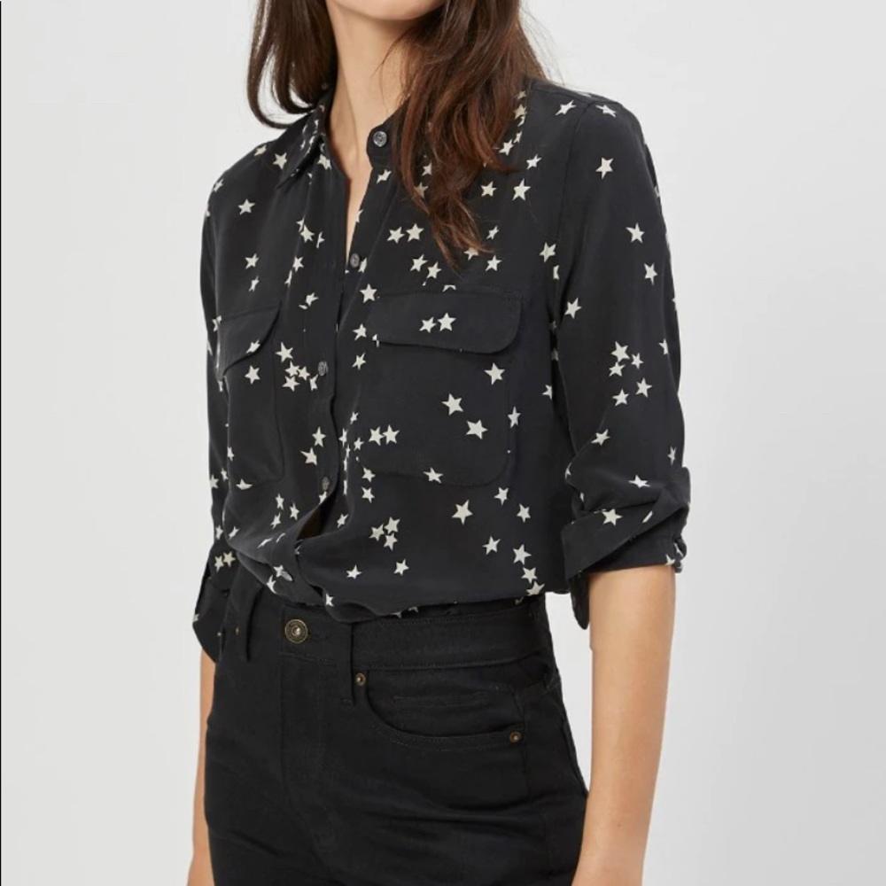 Equipment Slim Signature Silk Shirt with Stars